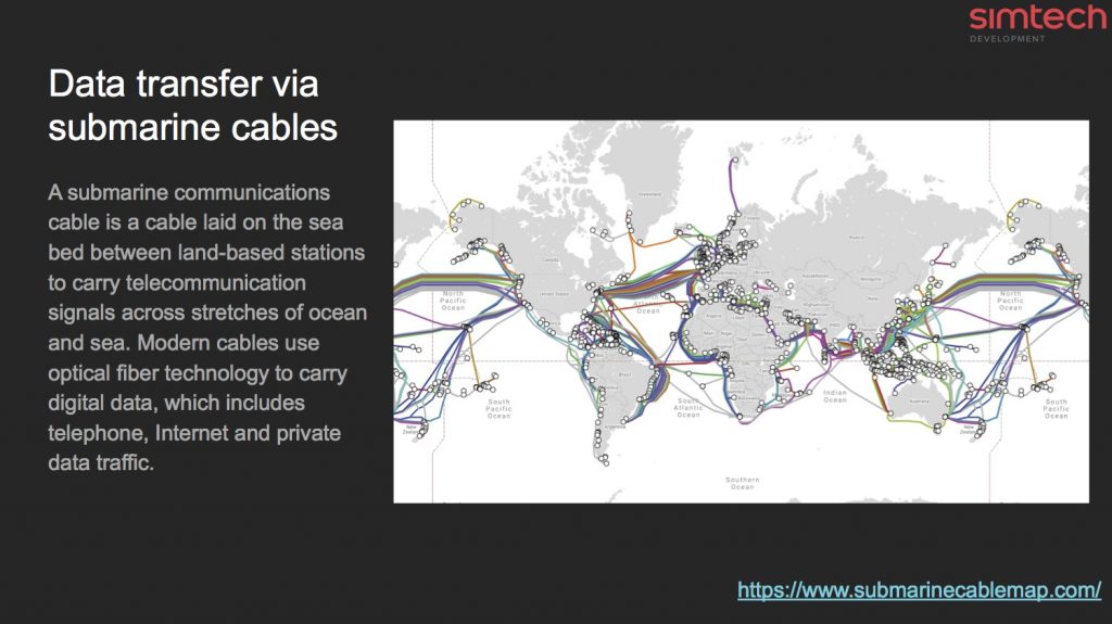 Data transfer via submarine cables