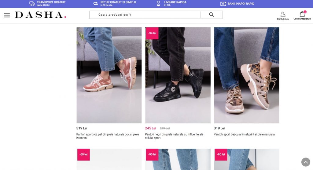 dasha.ro, a CS-Cart built eCommerce website