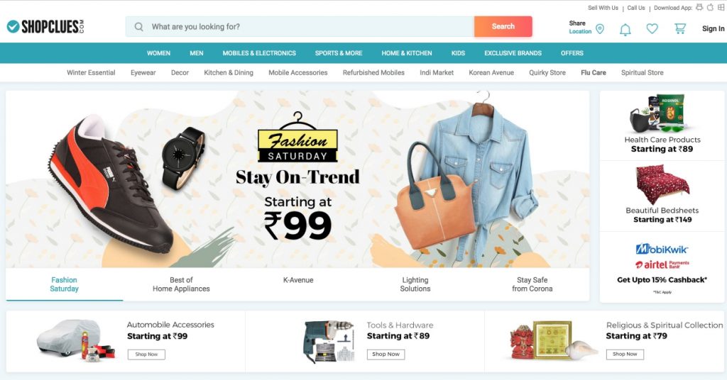 shopclues.com, a CS-Cart built eCommerce website