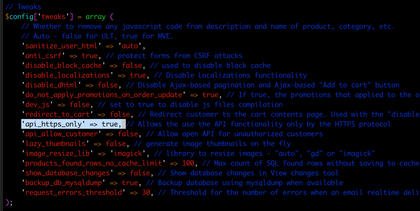 Tweak: Allows the use the API functionality only by the HTTPS protocol