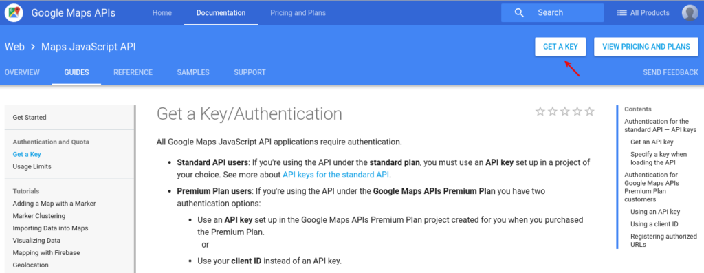 How to find a Google Maps API key