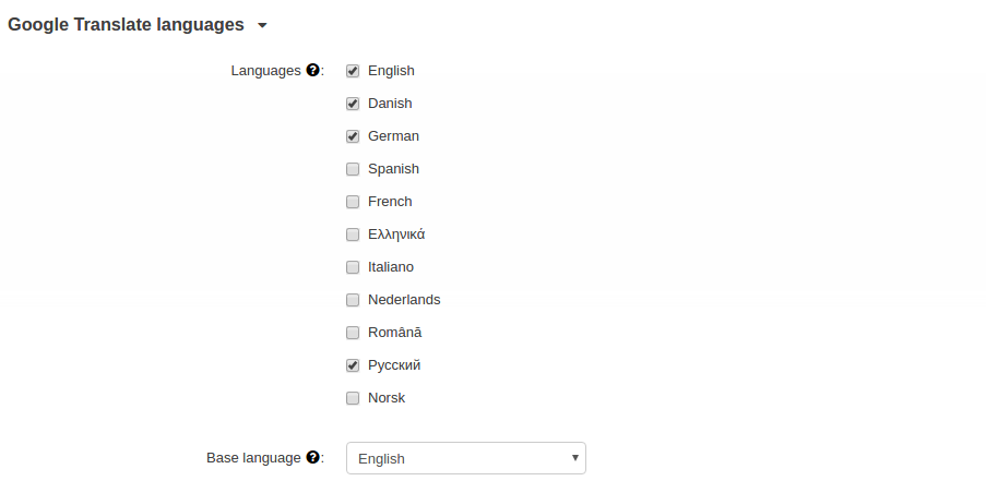 Google Translation Languages range