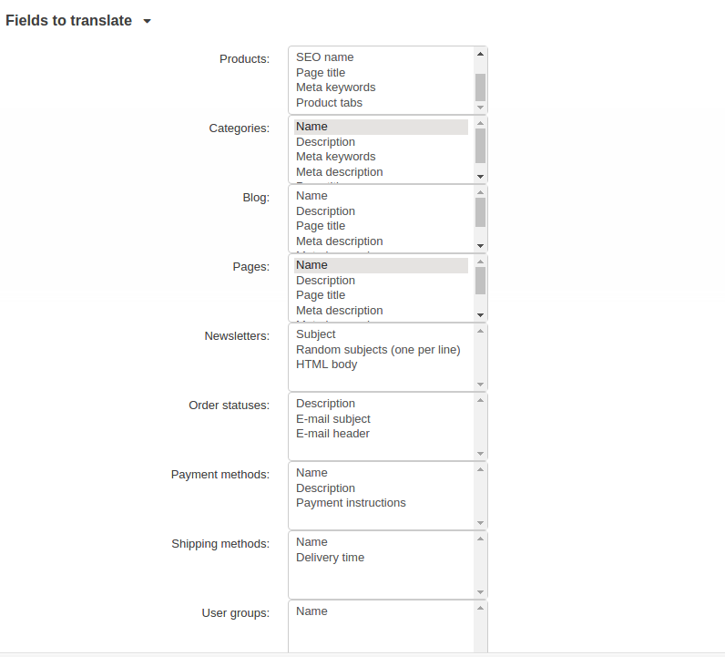 Which fields translate 