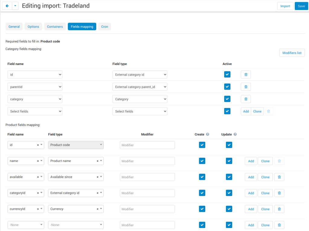 XML and CSV Import