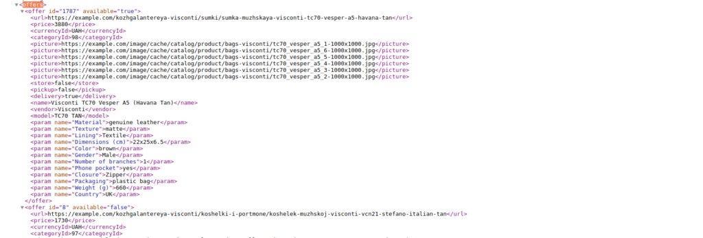 Container of products example