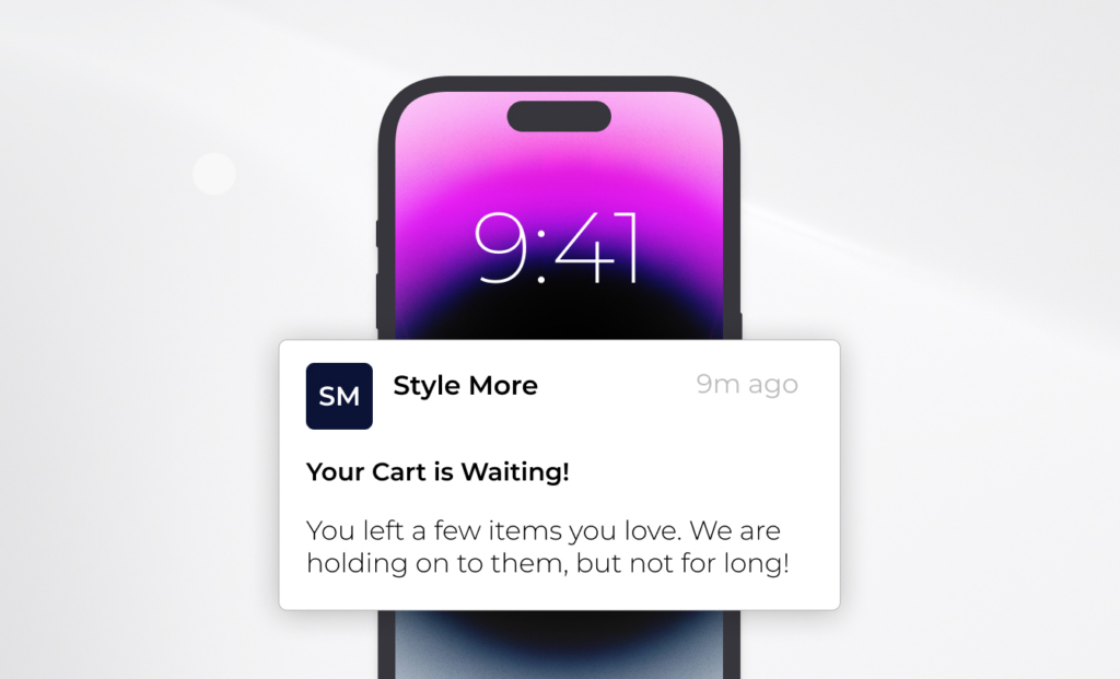 Push notification about an abandoned cart