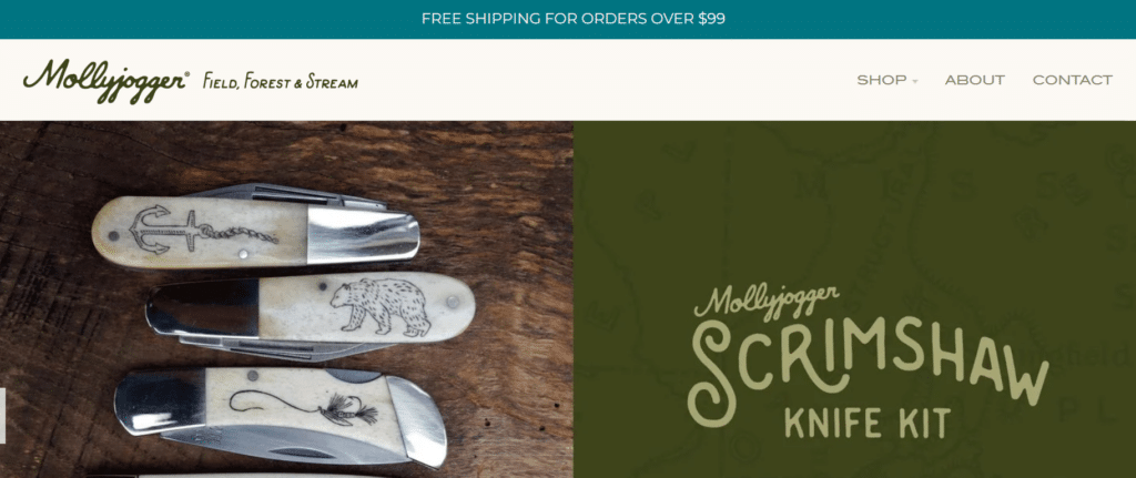 The Molly Jogger shop is a website using Shopify to sell online