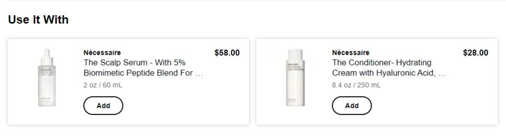 Sephora recommend additional products that can supplement the user’s choice