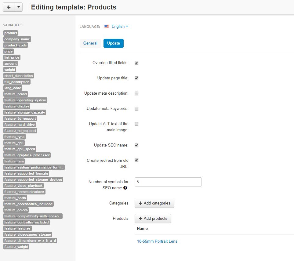 SEO Templates for Products in CS-Cart